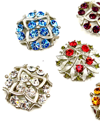 Todd Oldham Fall 1996 Recasted Antique Buttons With Vivid Swarovski Crystal  Set of 6