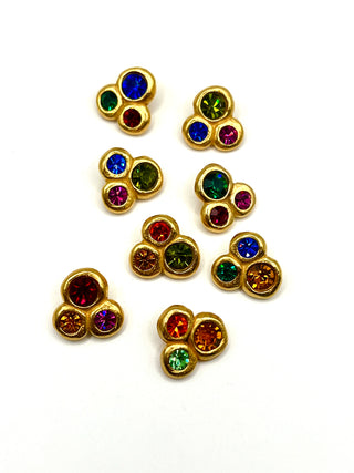 Signed Todd Oldham 1994 Handmade 24kt Gold Cast Buttons with Swarovski Crystals-Set of 8