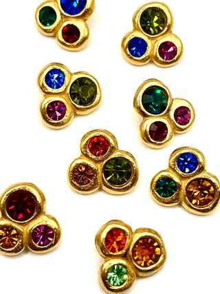 Signed Todd Oldham 1994 Handmade 24kt Gold Cast Buttons with Swarovski Crystals-Set of 8