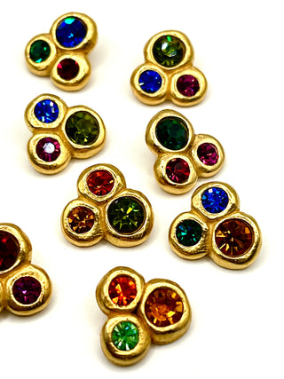 Signed Todd Oldham 1994 Handmade 24kt Gold Cast Buttons with Swarovski Crystals-Set of 8