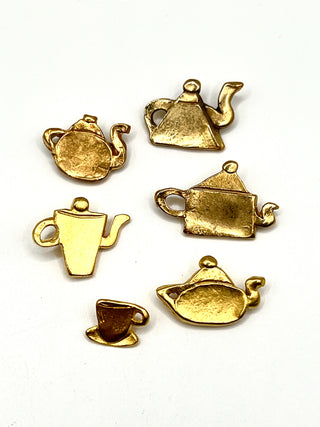 Todd Oldham 1994 Handmade 24kt Gold Teapot & Cup Set – 6 Unique Miniature Pieces