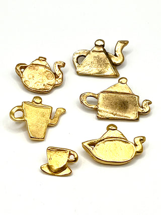 Todd Oldham 1994 Handmade 24kt Gold Teapot & Cup Set – 6 Unique Miniature Pieces