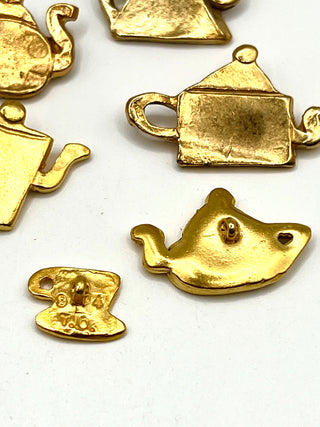 Todd Oldham 1994 Handmade 24kt Gold Teapot & Cup Set – 6 Unique Miniature Pieces