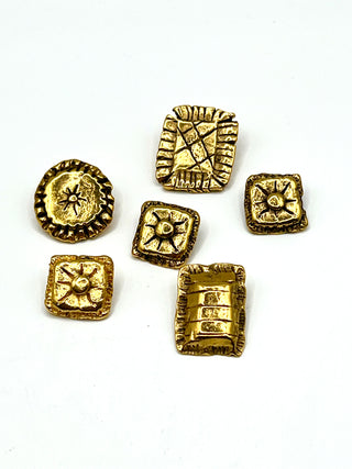 Vintage 1990s Todd Oldham 24kt Gold Plated Pillow Buttons – Set of 6 Mini Throw Pillows