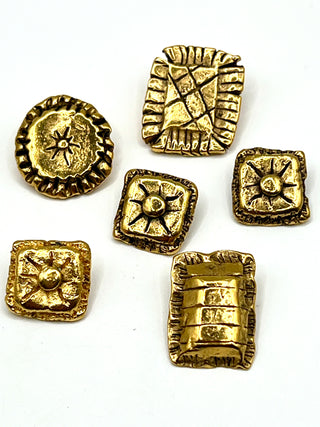 Vintage 1990s Todd Oldham 24kt Gold Plated Pillow Buttons – Set of 6 Mini Throw Pillows