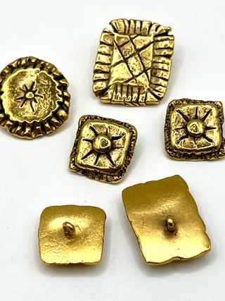 Vintage 1990s Todd Oldham 24kt Gold Plated Pillow Buttons – Set of 6 Mini Throw Pillows