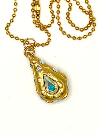 Todd Oldham Fall 1993 Double Sided Swarovski Crystal Drop Medallion Charm Necklace