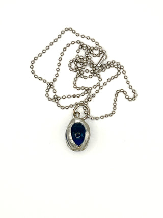 Todd Oldham 1990s Sky-Blue Glass Marble Charm Necklace