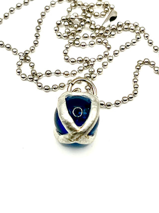Todd Oldham 1990s Sky-Blue Glass Marble Charm Necklace