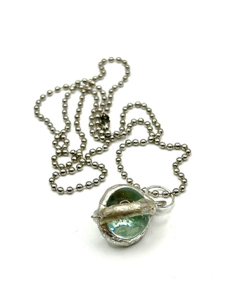 1990s Todd Oldham Clear Glass Marble Charm Necklace