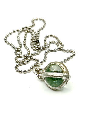 1990s Todd Oldham Clear Glass Marble Charm Necklace