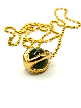 1990s Todd Oldham 24kt Gold-Plated Clear Glass Marble Charm Necklace