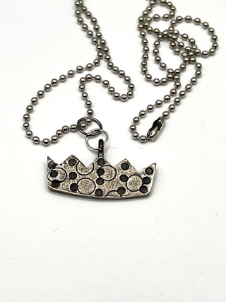 Rare 1996 Todd Oldham Studio Silver-Plated Crown Logo Charm Necklace