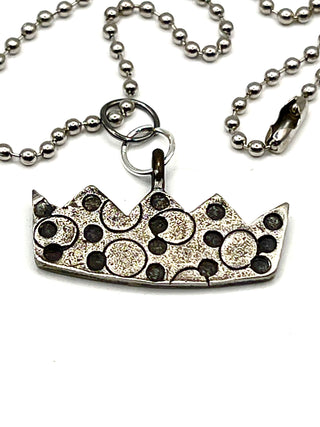 Rare 1996 Todd Oldham Studio Silver-Plated Crown Logo Charm Necklace