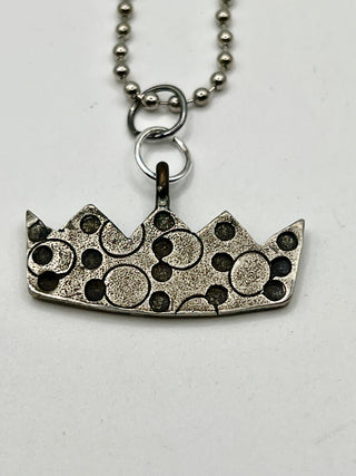 Rare 1996 Todd Oldham Studio Silver-Plated Crown Logo Charm Necklace