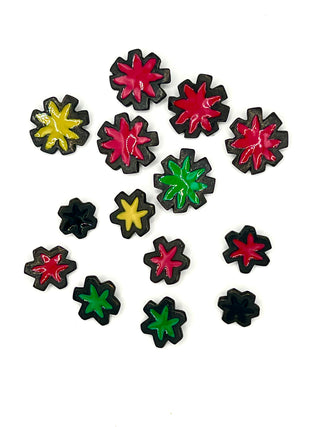 Wonderful Set Of 14 Vintage Todd Oldham Enameled & Ebonized Buttons, signed and dated 1993.