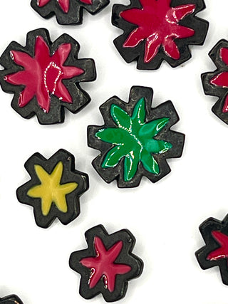 Wonderful Set Of 14 Vintage Todd Oldham Enameled & Ebonized Buttons, signed and dated 1993.