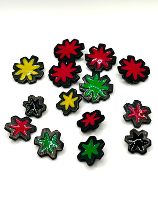 Wonderful Set Of 14 Vintage Todd Oldham Enameled & Ebonized Buttons, signed and dated 1993.