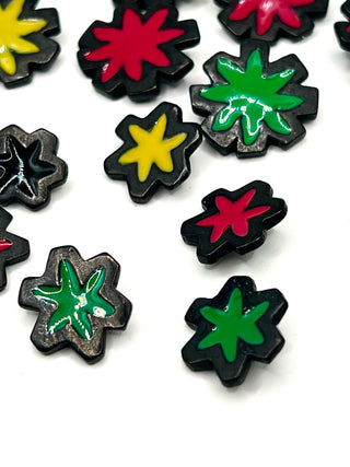 Wonderful Set Of 14 Vintage Todd Oldham Enameled & Ebonized Buttons, signed and dated 1993.