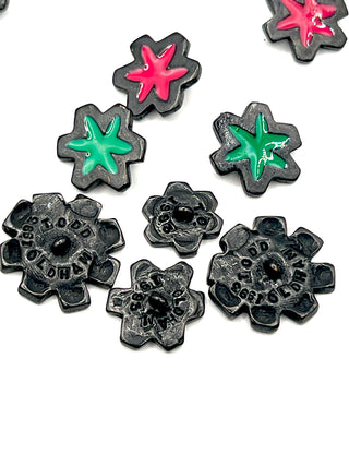 Wonderful Set Of 14 Vintage Todd Oldham Enameled & Ebonized Buttons, signed and dated 1993.