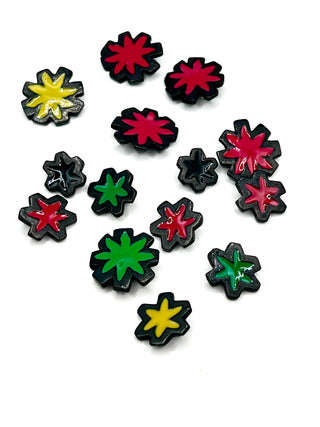 Wonderful Set Of 14 Vintage Todd Oldham Enameled & Ebonized Buttons, signed and dated 1993.