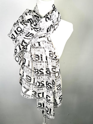 Vintage 1990s Todd Oldham Silk Chiffon Scarf — Asian Calendar Collage Print