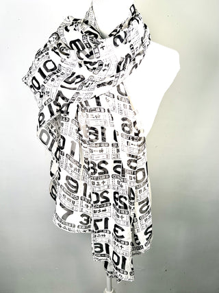 Vintage 1990s Todd Oldham Silk Chiffon Scarf — Asian Calendar Collage Print
