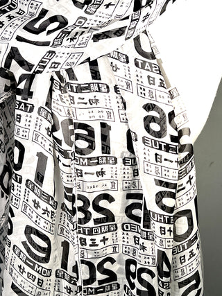 Vintage 1990s Todd Oldham Silk Chiffon Scarf — Asian Calendar Collage Print