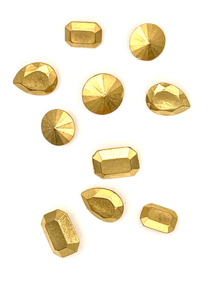 Signed Todd Oldham 1992 Faceted Gem Buttons — Set of 10 Small 24kt Gold-Plated Buttons