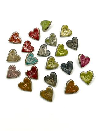 Signed & Dated Todd Oldham 1995 Candy Heart “Love Note” Buttons — Set of 20