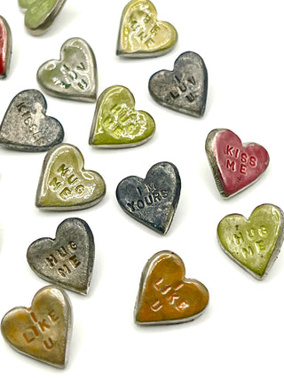 Signed & Dated Todd Oldham 1995 Candy Heart “Love Note” Buttons — Set of 20
