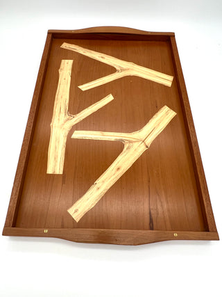 Todd Oldham Studio Collections Wooden Marquetry Serving Tray — Mid-Century Wood Inlay Tray