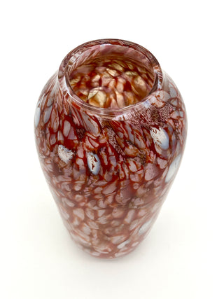Vintage Robin Oldham 1990s Hand Blown  Amber Art Glass Vessel