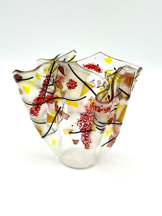 Handmade “Wave Vase” 1990s Slumped Glass Art Vase by Robin Oldham