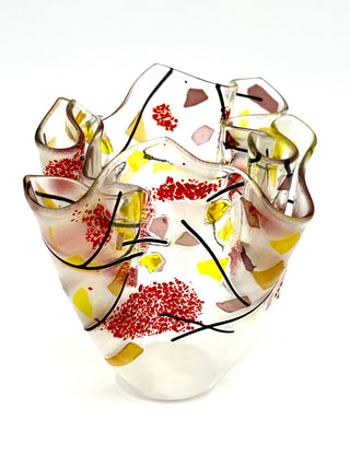 Handmade “Wave Vase” 1990s Slumped Glass Art Vase by Robin Oldham