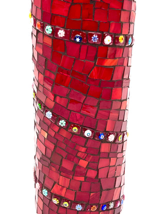 Vintage 1990s Ruby Red Handmade Mosaic Glass Vase by Robin Oldham