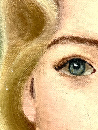 “Blonde Lady with Floating Mouth” — Vintage Found Portrait Painting, Featured In Metro Pictures Gallery Exhibit 1991
