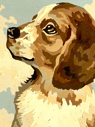 Puppy in the Grass — Vintage Paint by Number Found Painting  | Todd Oldham Studio Collection