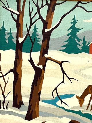 Deer in the Snow — Vintage Paint by Number Found Painting | Todd Oldham Studio Collection