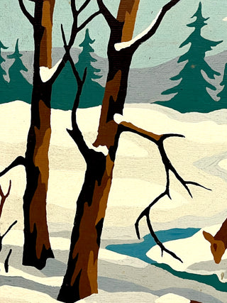 Deer in the Snow — Vintage Paint by Number Found Painting | Todd Oldham Studio Collection
