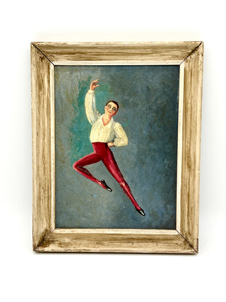Framed Found Painting Of  Male Dancer In Flight - Todd Oldham Studio Collection of Found Art