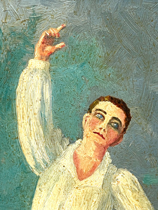 Framed Found Painting Of  Male Dancer In Flight - Todd Oldham Studio Collection of Found Art