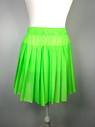 Todd Oldham Maker Shop Bright Chartreuse Athletic Mesh Pleated Skirt