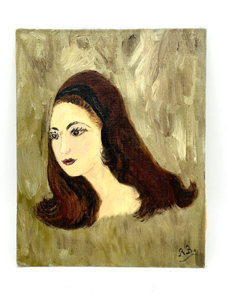 Todd Oldham Studio Collections Lady With Headband — Vintage Found Portrait Painting