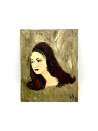Todd Oldham Studio Collections Lady With Headband — Vintage Found Portrait Painting