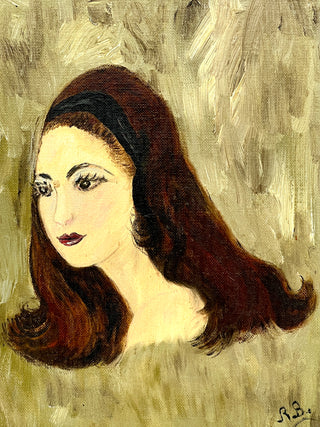 Todd Oldham Studio Collections Lady With Headband — Vintage Found Portrait Painting