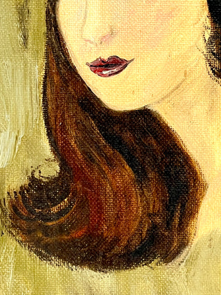 Todd Oldham Studio Collections Lady With Headband — Vintage Found Portrait Painting
