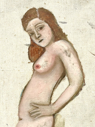 Vintage Nude Figurative Painting Part Of The Todd Oldham Studio Collections of Found Art