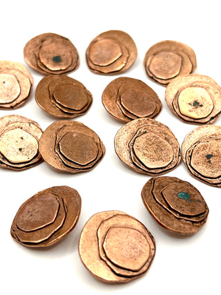 Set of 15 Vintage 1994 Signed Todd Oldham Layered Copper Plated Buttons