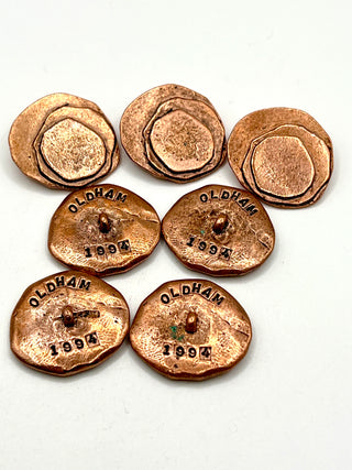Set of 15 Vintage 1994 Signed Todd Oldham Layered Copper Plated Buttons